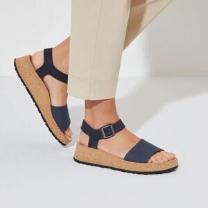 Birkenstock Papillio - Glenda Suede Leather Textile in Midnight - size 39/US 8